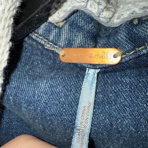 Free People Denim and Gray Hooded Denim/Sweatshirt Jacket - Picture 4 of 4